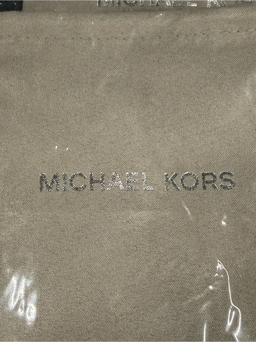 NEW Michael Kors Beige Drawstring Jewelry Pouches With Silver Logo - Set of 5